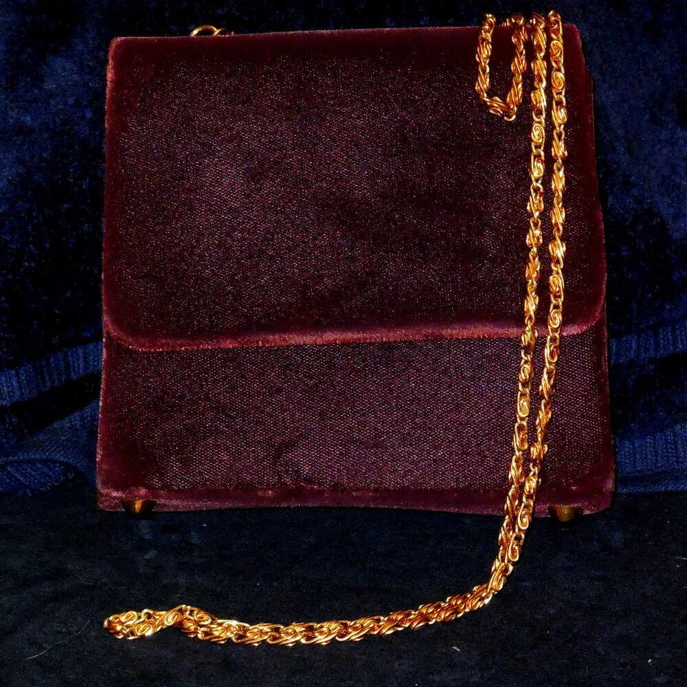 Evening Bag Mini Burgundy Velvet